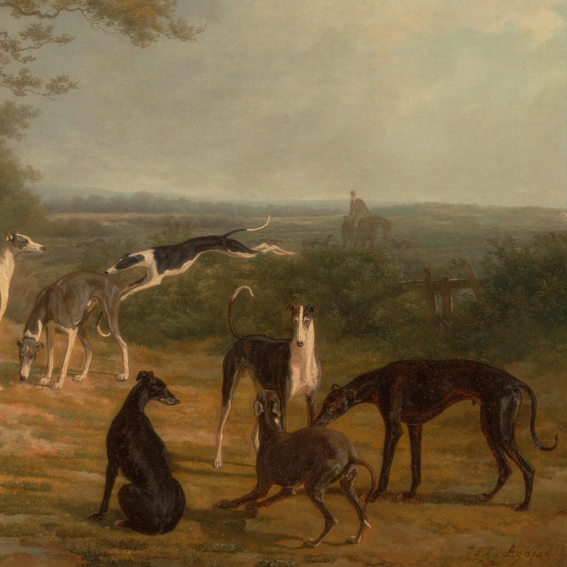 Vintage Greyhound Dog Painting | Antique Animal Artwork | Rustic Farmhouse Wall Decor | Framed Art image 16