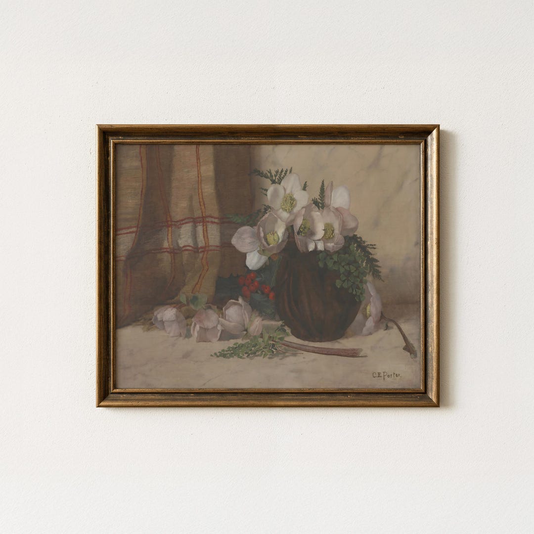 Vintage Floral Still Life Painting | Antique Botanical Vase Artwork ...