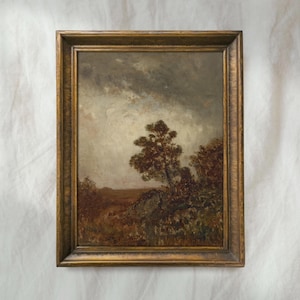 Rustic Autumn Landscape Oil Painting | Vintage Fall Countryside Wall Art | Rustic Farmhouse Decor | Mailed Print