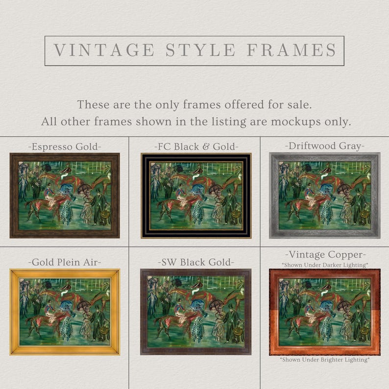 Vintage Horse Race Painting | Antique Equestrian Artwork | Muted Race Day Sporting Wall Decor | Mailed Print Bild 11