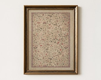 Vintage Floral And Bird Tapestry | Rustic Botanical Home Decor | Antique Farmhouse Wall Art | Mailed Print