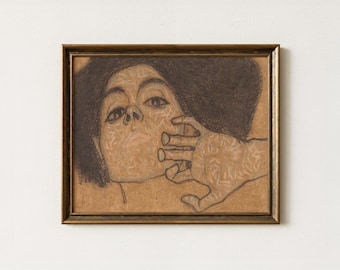 Vintage Figurative Woman Painting | Antique Portrait Home Decor | Expressive Figurative Wall Art | Mailed Print