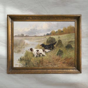 Vintage Hunting Dog Oil Painting | Foxhound Hunter Farmhouse Wall Art | Antique Rustic Cabin Decor | Mailed Print
