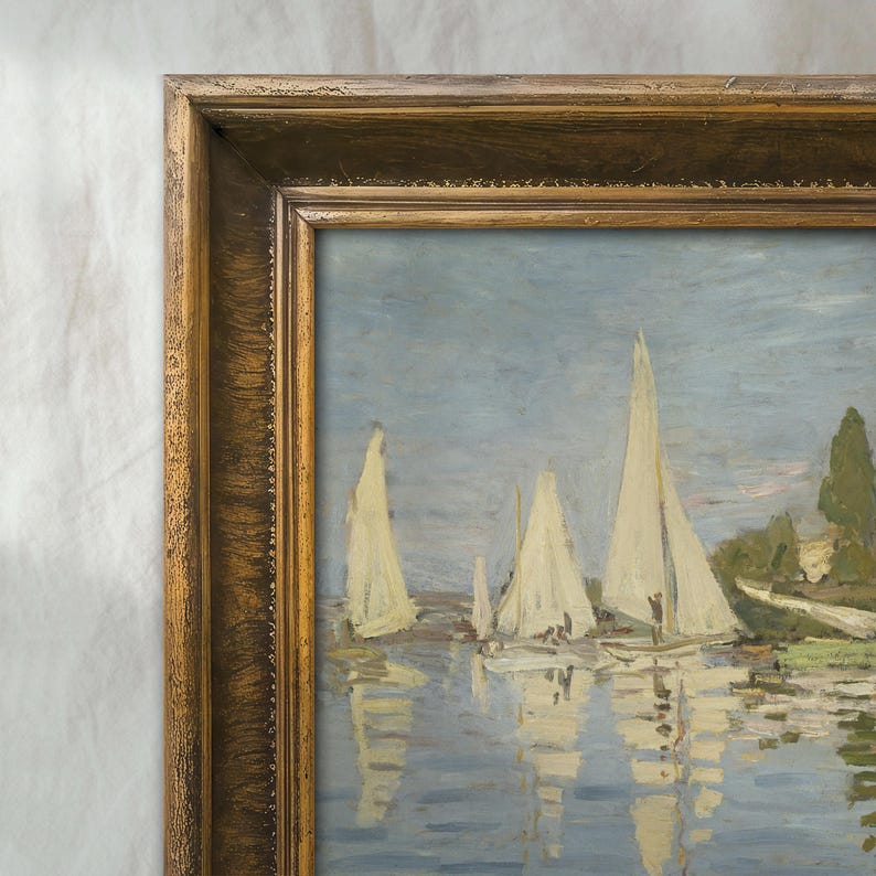 Claude Monet Sailboat Painting | Vintage Nautical Seascape Decor | Pastel Coastal Artwork | Mailed Print bild 3