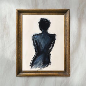 Minimalist Female Figure Painting | Vintage Feminine Portrait Wall Art | Neutral Cottagecore Home Decor | Mailed Print