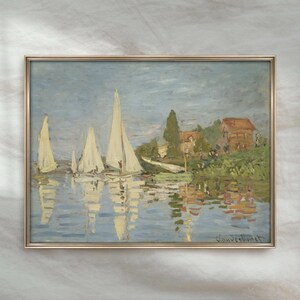 Claude Monet Sailboat Painting | Vintage Nautical Seascape Decor | Pastel Coastal Artwork | Mailed Print bild 5