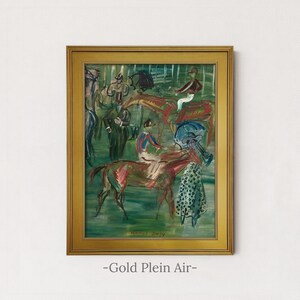 Vintage Equestrian Painting | Antique Abstract Horse Wall Art | Framed Art Gold Plein Air