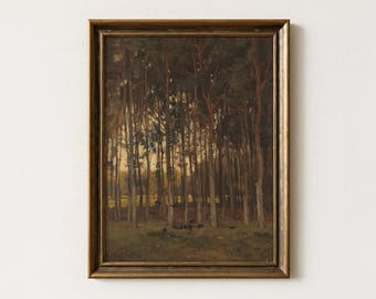 Vintage Forest Landscape Painting | Antique Woodland Wall Art | Countryside Tree Home Decor | Mailed Print