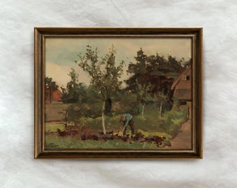 Vintage Landscape Painting | Antique Countryside Artwork | Rural Farm Wall Decor | Mailed Print