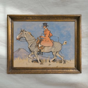 Vintage Equestrian Rider Painting | Antique Horse Artwork | Rustic Watercolor Wall Decor | Mailed Print