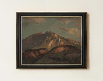 Vintage Landscape Painting | Rustic Countryside Wall Decor | Antique Mountain Artwork | Mailed Print