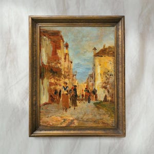 Rustic European City Painting | Vintage Moody Architecture Artwork | Antique Urban Cityscape Wall Decor | Mailed Print