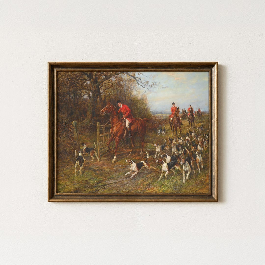 Vintage Fox Hound Hunting Painting | Rustic Horse and Hound Artwork ...