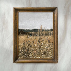 Meadow Wildflowers Painting | Vintage Landscape Wall Art | Antique Countryside Home Decor | Mailed Print