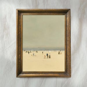 Vintage Seaside Painting | Antique Coastal Beach Decor | Muted Nautical Ocean Wall Art | Mailed Print