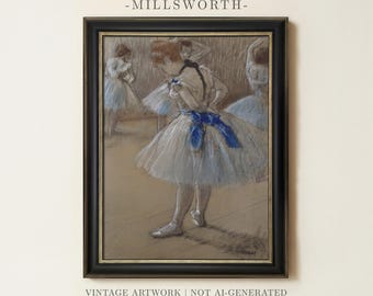 Vintage Ballerina Painting | Antique Ballet Dancer Artwork | Girls Room Wall Decor | Framed Art