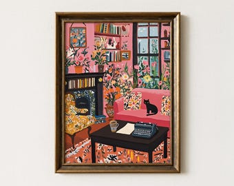 Henri Matisse Style Black Cat Painting | Vibrant Feline Wall Art | Colorful Pet Decor Gift | Mailed Print