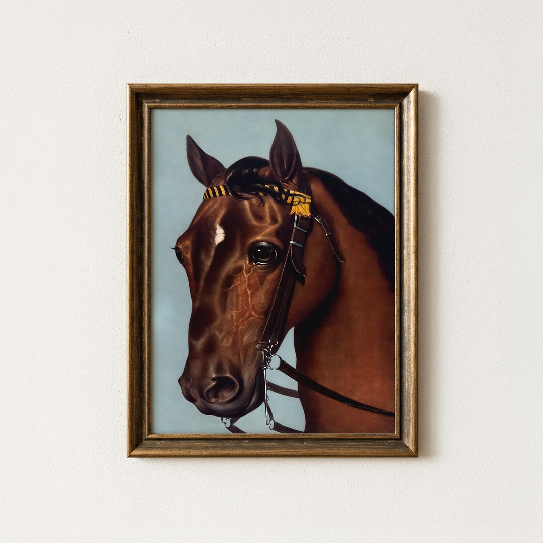 Vintage Horse Portrait Painting | Antique Equestrian Wall Art ...