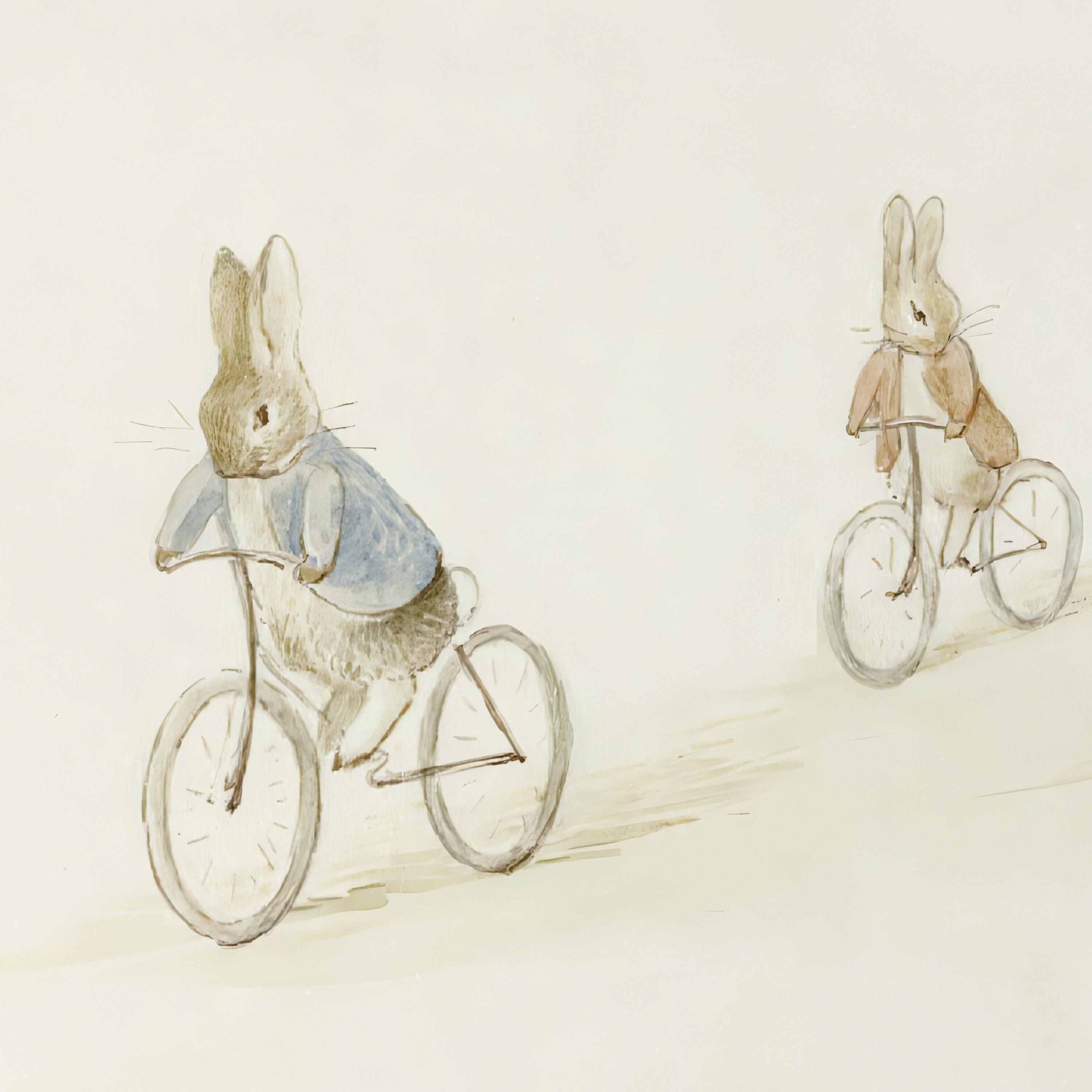 Vintage Bunnies on Bikes | Peter Rabbit Style Nursery Art | Baby Room ...