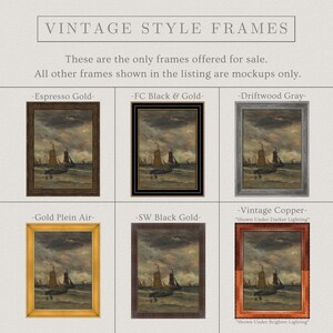 Vintage Moody Seascape Painting | Antique Sailboat Ocean Artwork | Rustic Coastal Wall Decor | Mailed Print image 11
