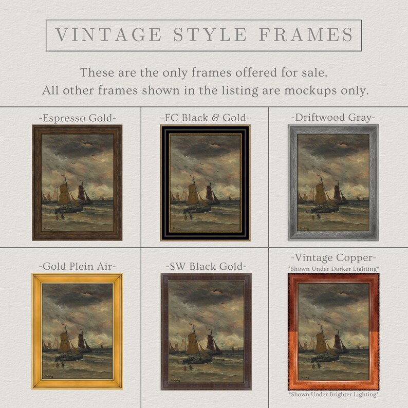 Vintage Moody Seascape Painting | Antique Sailboat Ocean Artwork | Rustic Coastal Wall Decor | Mailed Print image 11