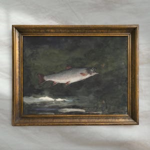 Vintage Trout Painting | Brook Trout Fish Artwork | Antique Lake House Decor | Fisherman Wall Art | Mailed Print