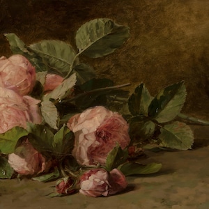 Vintage Pink Roses Painting | Floral Still Life Wall Art | Romantic Botanical Home Decor | Rustic Flower Still Life Print | Framed Art image 10