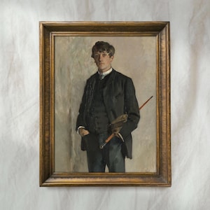 Vintage Gentleman Portrait Oil Painting | Moody Male Figure Wall Art | Antique Victorian Style Decor | Mailed Print