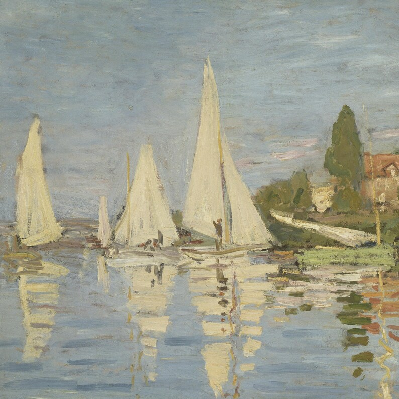 Claude Monet Sailboat Painting | Vintage Nautical Seascape Decor | Pastel Coastal Artwork | Mailed Print bild 4
