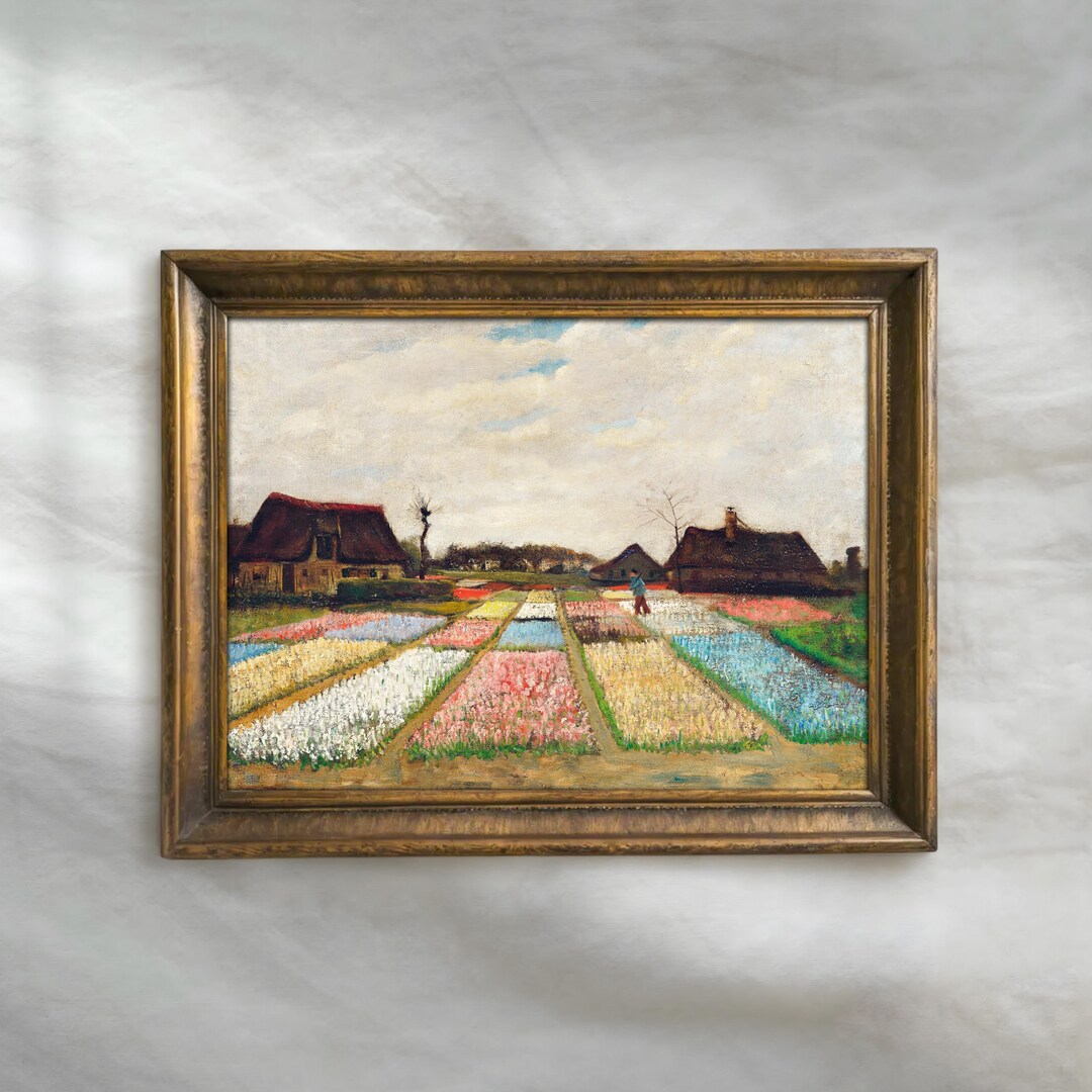 Vintage Tulip Field Painting | Summer Farmhouse Garden Wall Art ...