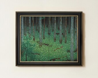 Vintage Forest Trees Painting | Antique Nature Wall Decor | Rustic Woodland Artwork | Mailed Print