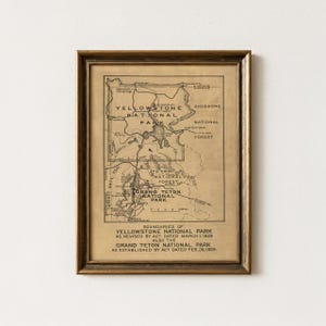 Vintage Yellowstone Map | Antique National Park Wall Decor | Rustic 1929 Grand Teton Cartography Illustration | Mailed Print