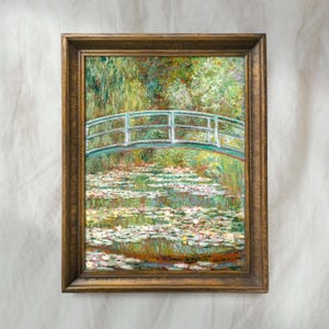 Vintage Water Lily Pond Painting | Impressionist Landscape Wall Art | Monet Style Home Decor | Mailed Print