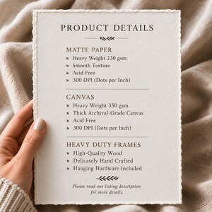 a person's hand holding a piece of paper with product details written on it.