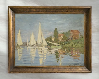 Claude Monet Sailboat Painting | Vintage Nautical Seascape Decor | Pastel Coastal Artwork | Mailed Print