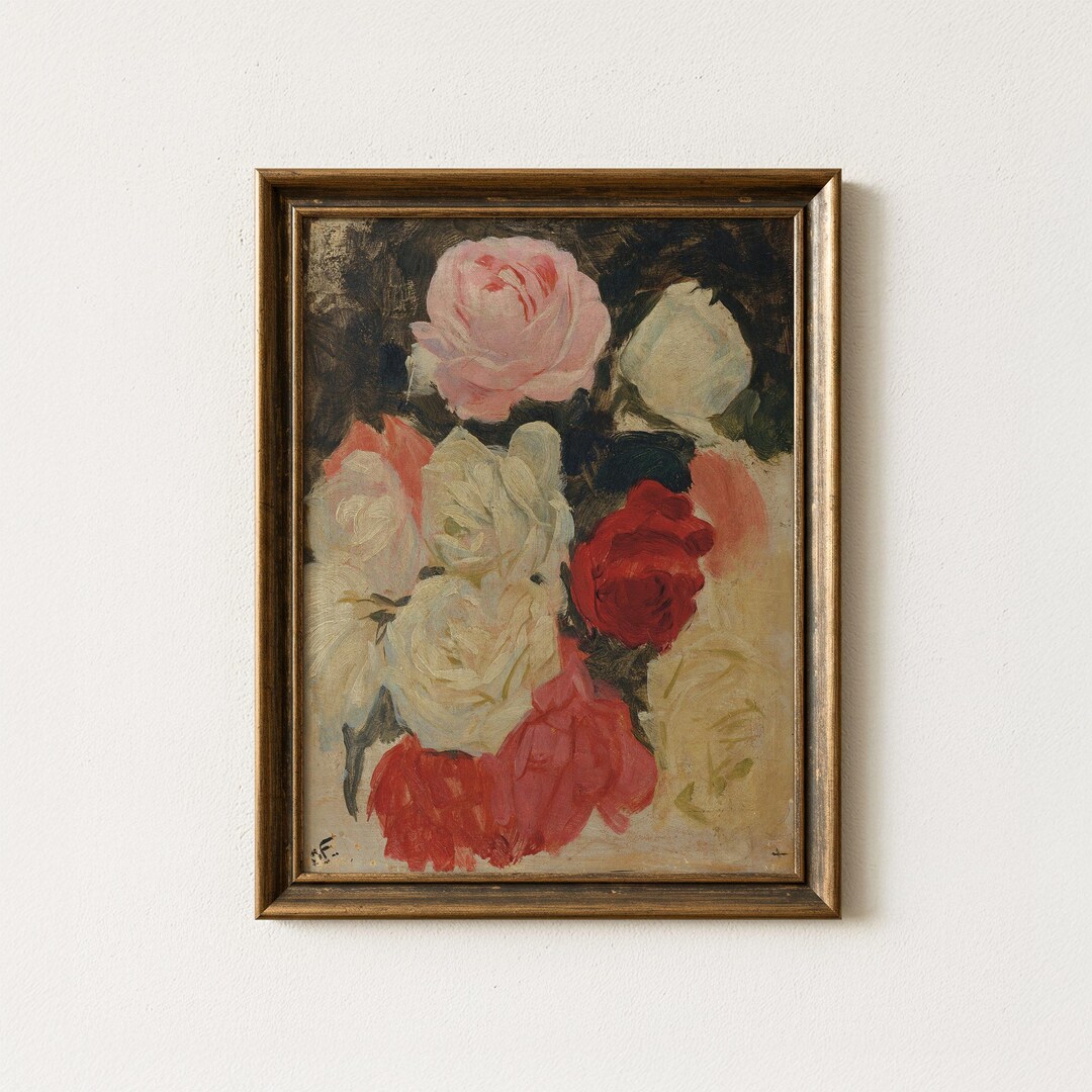 Vintage Roses Still Life Painting | Antique Botanical Floral Artwork ...