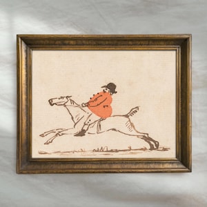 Vintage Huntsman Drawing | Fox Hunting Equestrian Art | Antique Horse Rider Wall Decor | Mailed Print