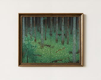 Vintage Forest Trees Painting | Antique Nature Wall Decor | Rustic Woodland Artwork | Mailed Print