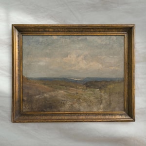 Vintage Coastal Landscape Painting | Rustic Seaside Wall Art | Antique Countryside Decor | Mailed Print