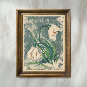 Vintage Flower Abstract Painting | Antique Floral Wall Artwork | Botanical Cottagecore Home Decor | Mailed Print