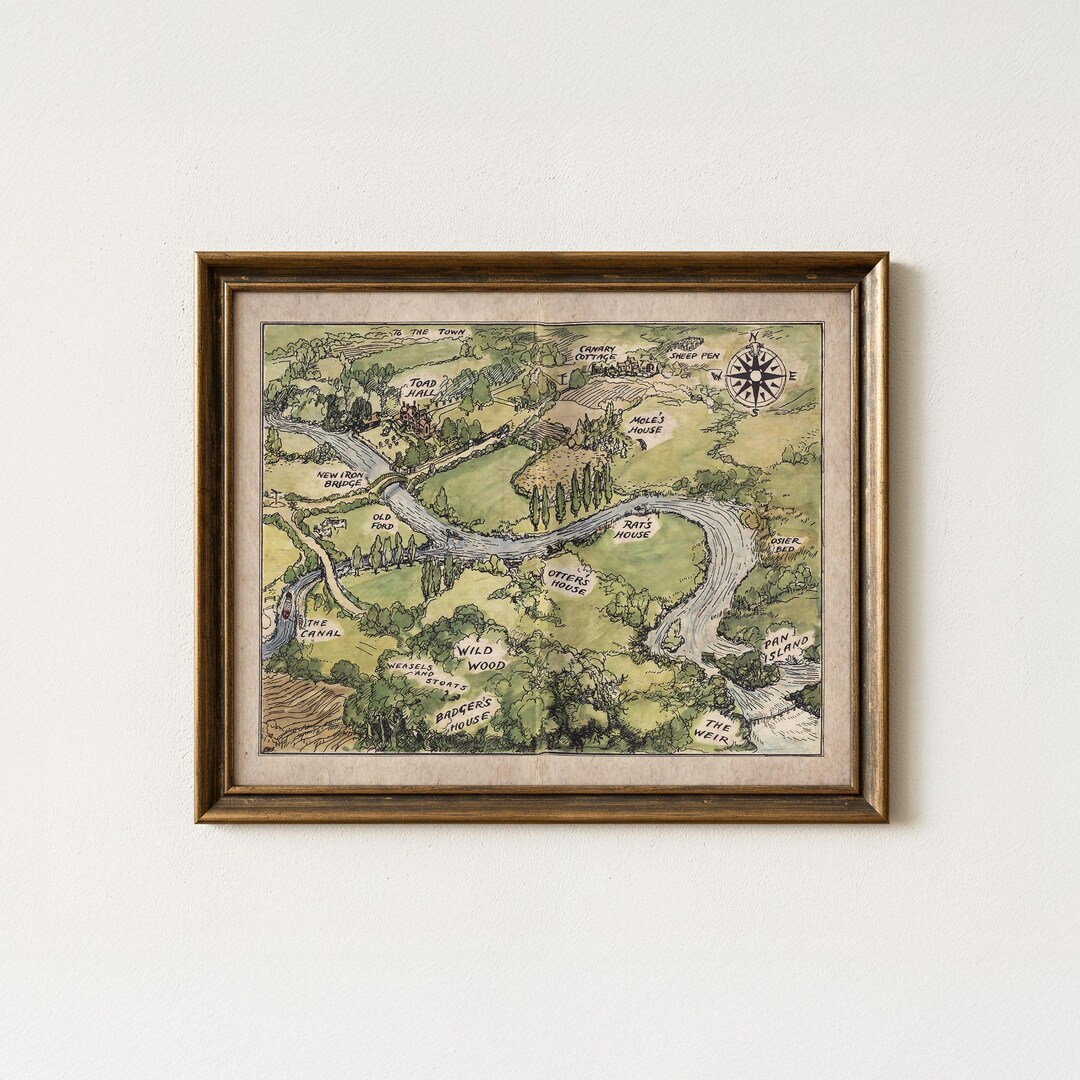 Wind in the Willows River Map | Vintage Children's Room Art | Antique ...