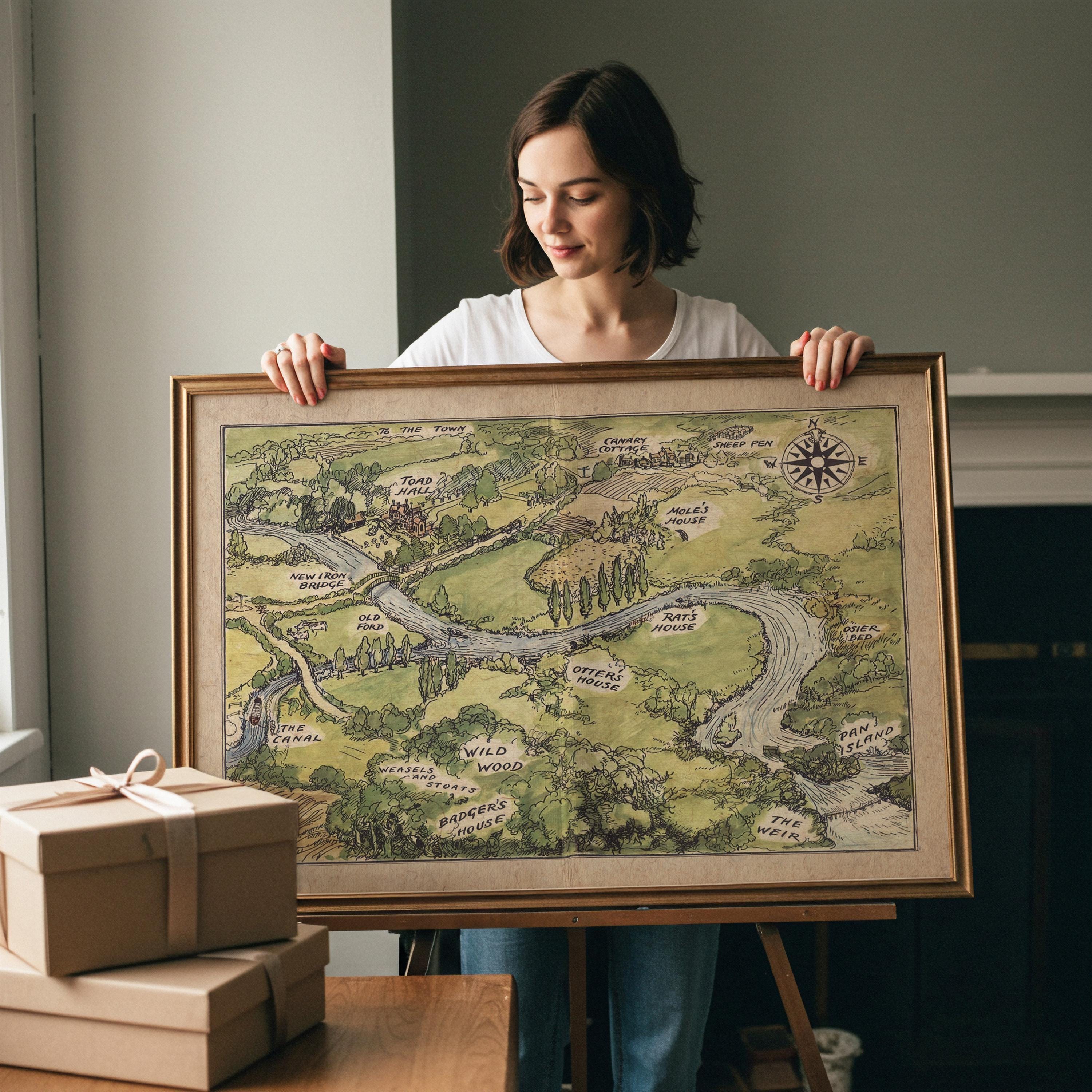 Wind in the Willows River Map | Vintage Children's Room Art | Antique ...