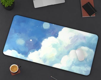 Cloud-Themed Desk Mat, Aesthetic Office Decor, Non-Slip Gaming Mat, Gift, Colorful Workspace, Student Desk Accessory