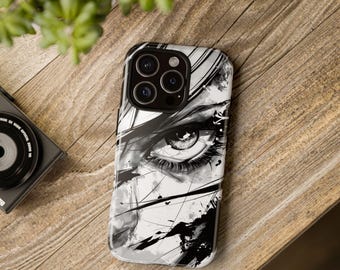 Shadow Gaze - Phone Case Black White Artistic Tough Cover