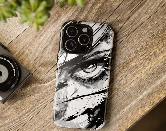 Shadow Gaze - Phone Case Black White Artistic Tough Cover