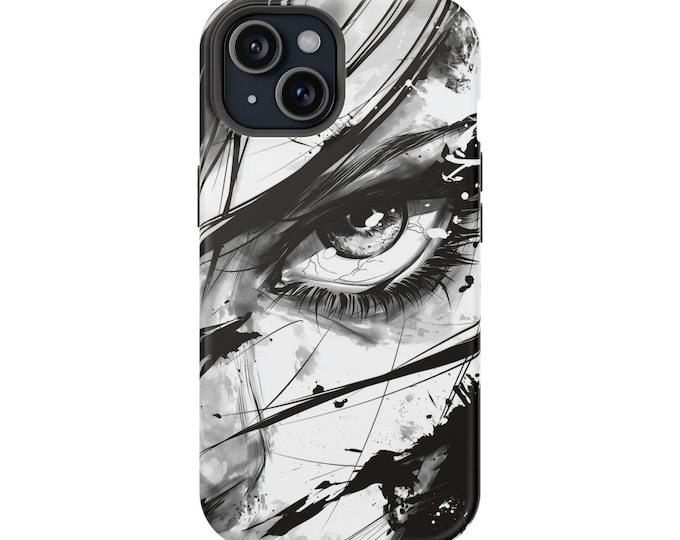 Shadow Gaze - Magnetic Phone Case Black White Artistic Tough Cover