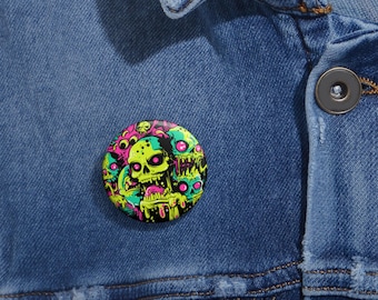 Chromatic Skull Pin: Retro Horror Style - Collectible Accessory