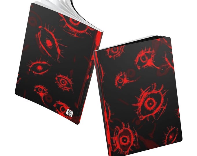 Eerie Crimson Eye Softcover Journal: Gothic Anime Notebook