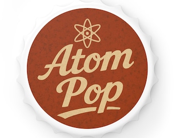 Vintage Atom Pop Bottle Opener, Retro Barware Gift, Home Bar Accessory