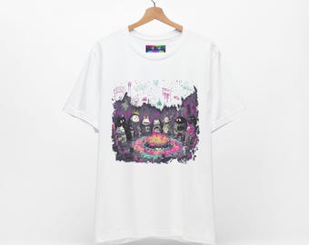 Mystical Gathering Unisex Tee: Vibrant Art Party Jersey T-Shirt